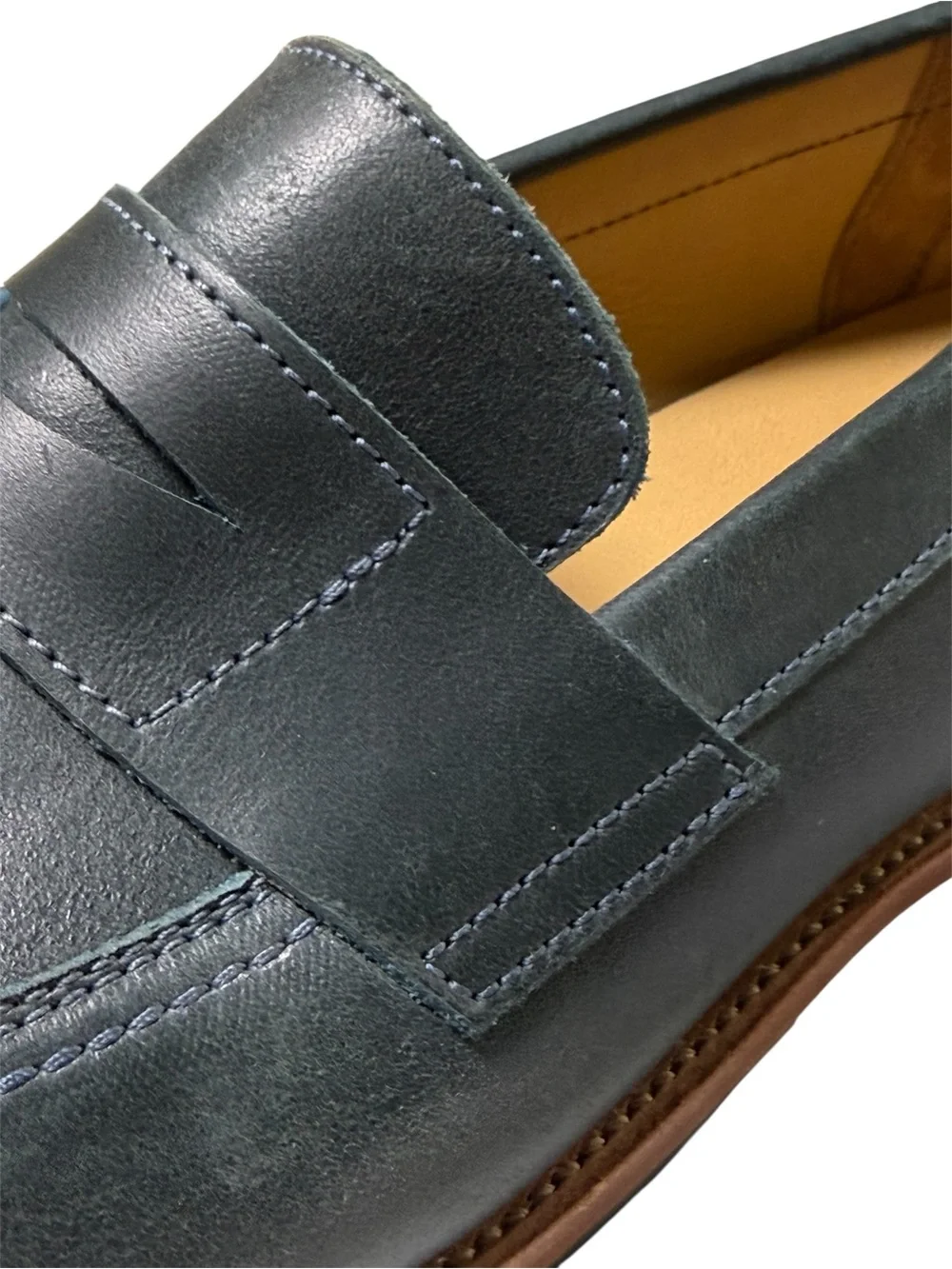 Adelante The Luca Penny Loafer in Denim Blue Leather